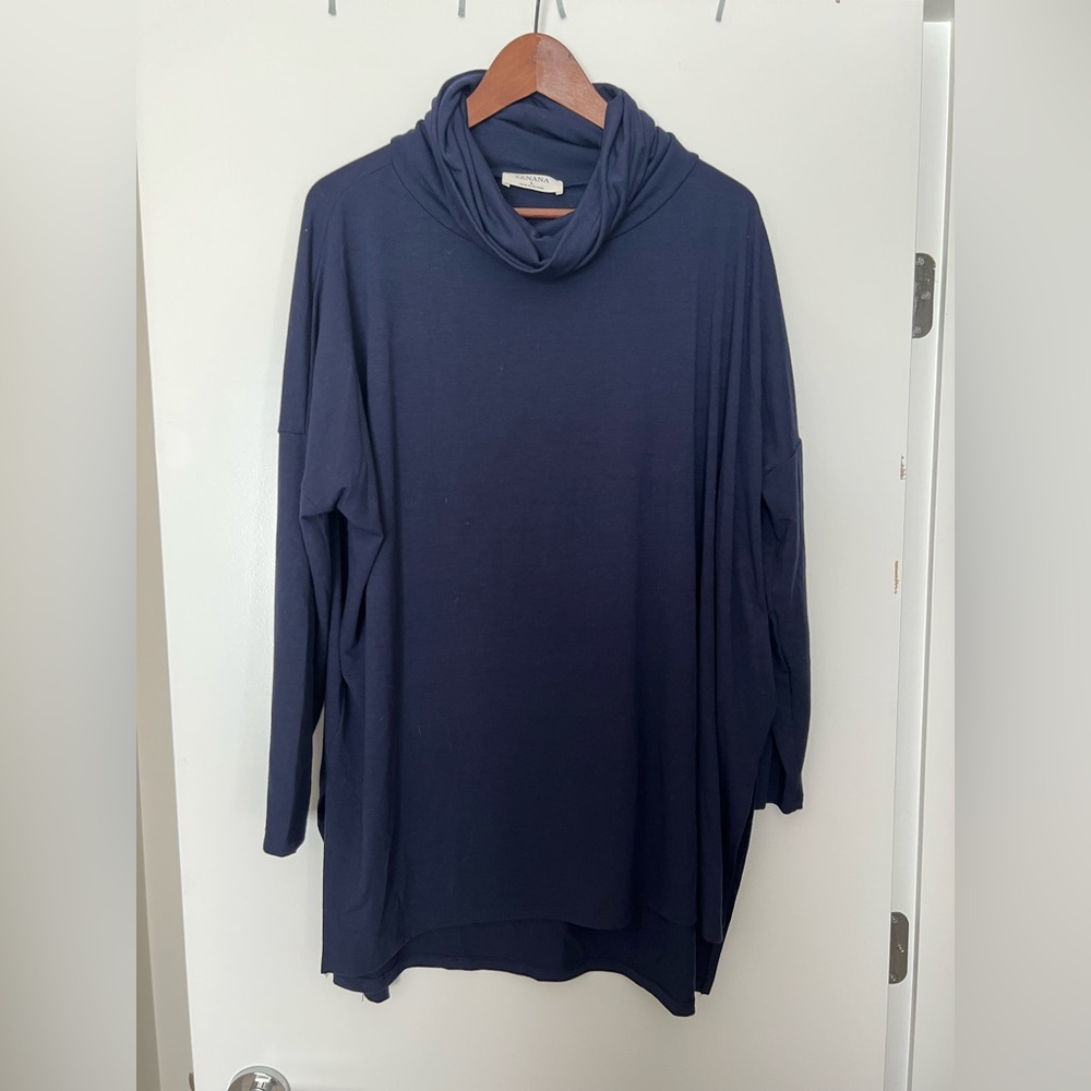 Navy Cowl Neck Tunic Top